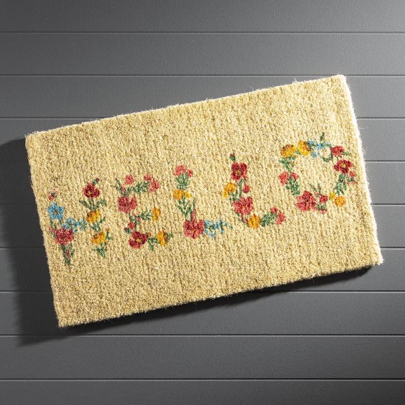 Floral Hello Coir Doormat