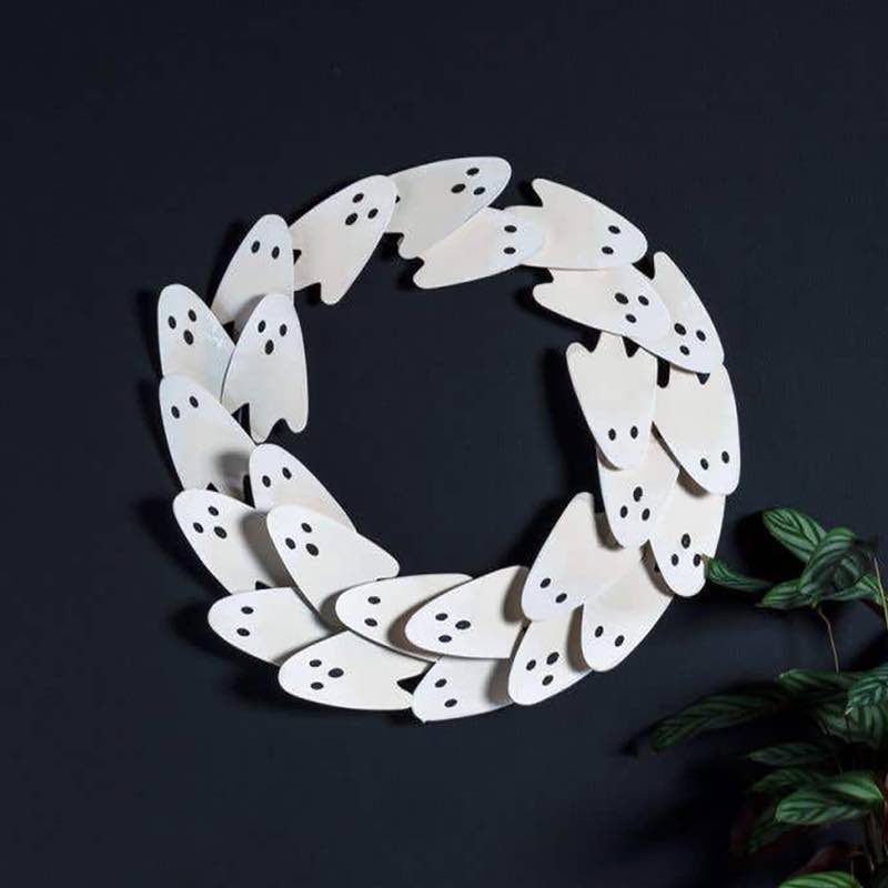 Painted Metal Halloween Ghost Wreath