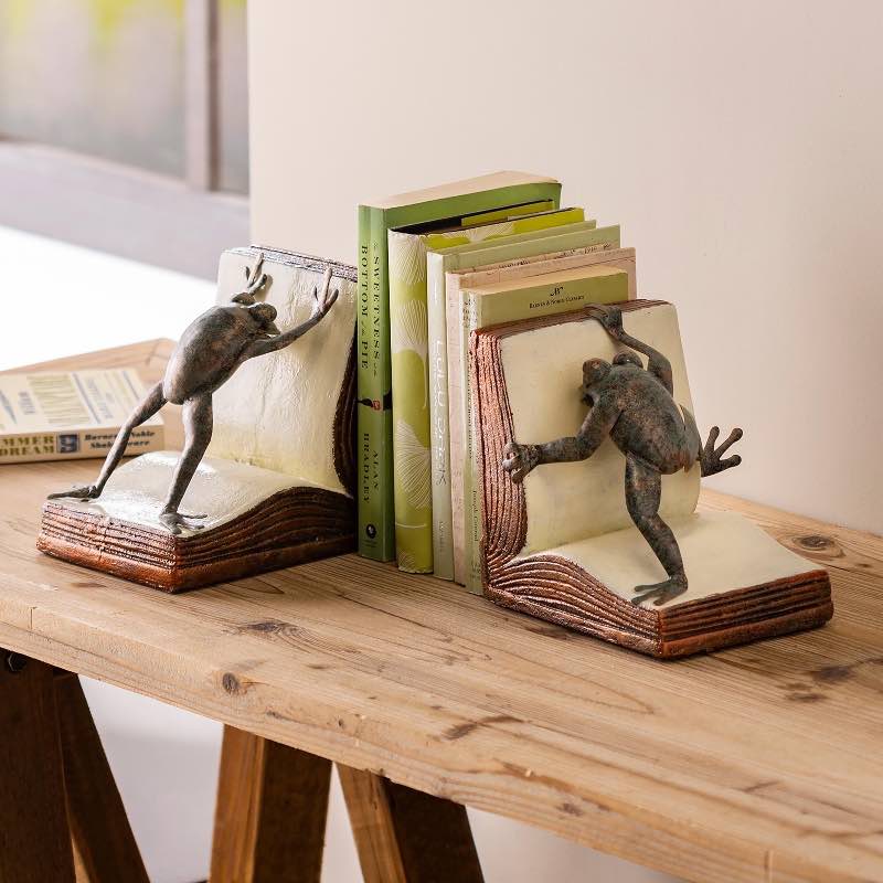 Handcrafted Frog Bookends