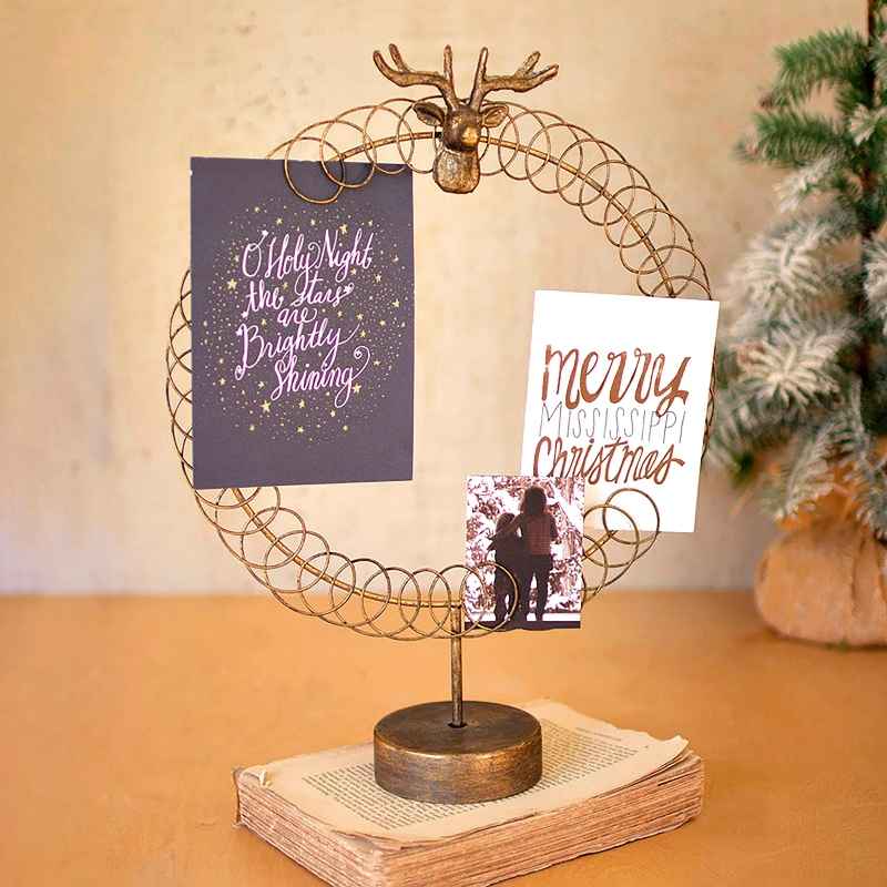 Round Wire Holiday Card Holder
