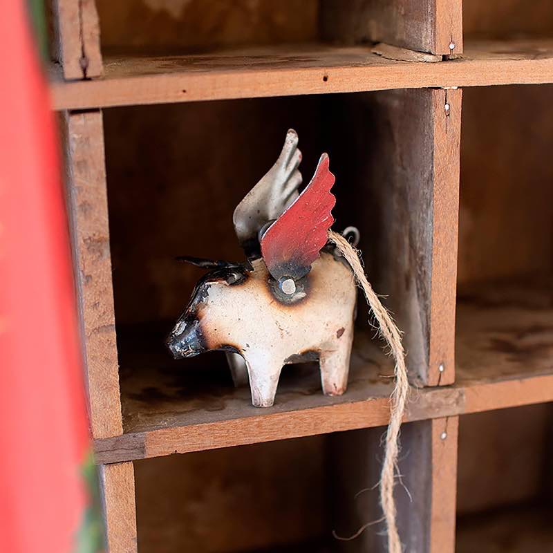 Recycled Metal When Pigs Fly Ornament