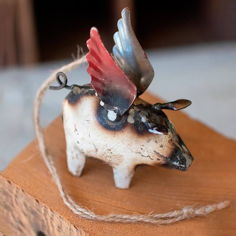 Recycled Metal When Pigs Fly Ornament