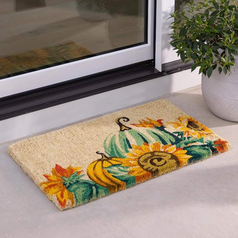 Blue and Orange Pumpkins Coir Doormat