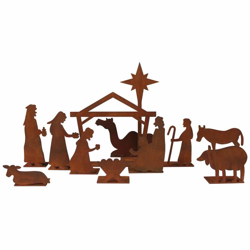 10 Piece Rust Nativity Set