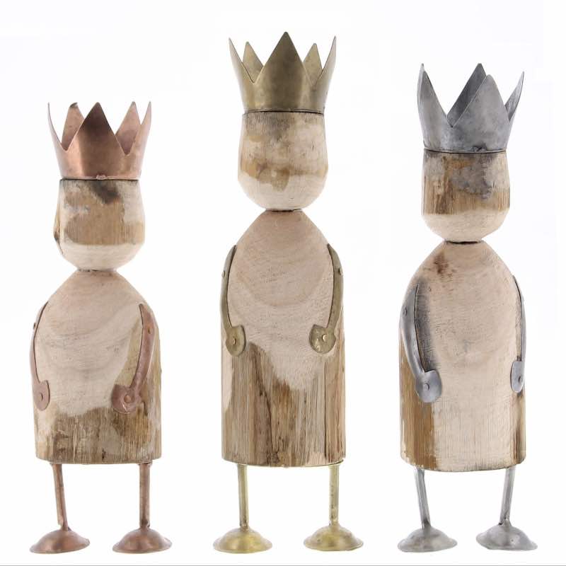Wood and Metal Wise Men Figurine (set of 3)