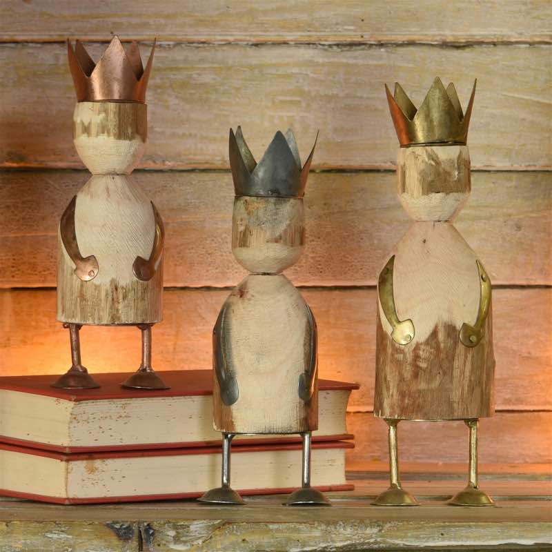 Wood and Metal Wise Men Figurine (set of 3)