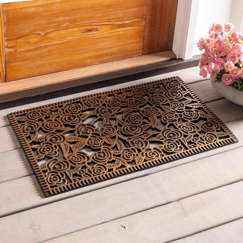 Rubber Rose Motif Doormat