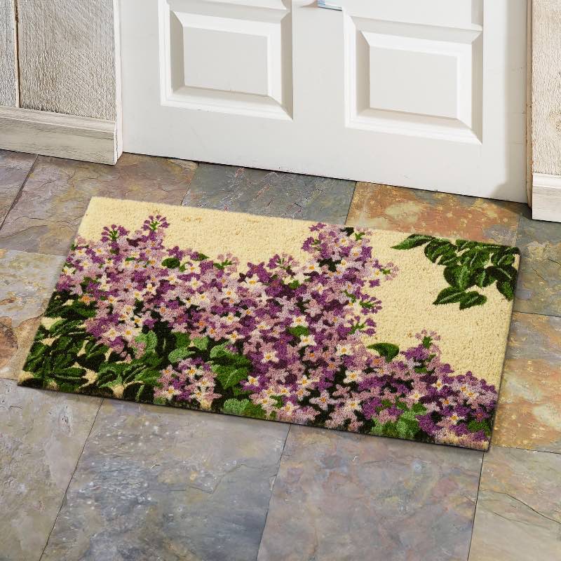 Lilac Flower Coir Doormat