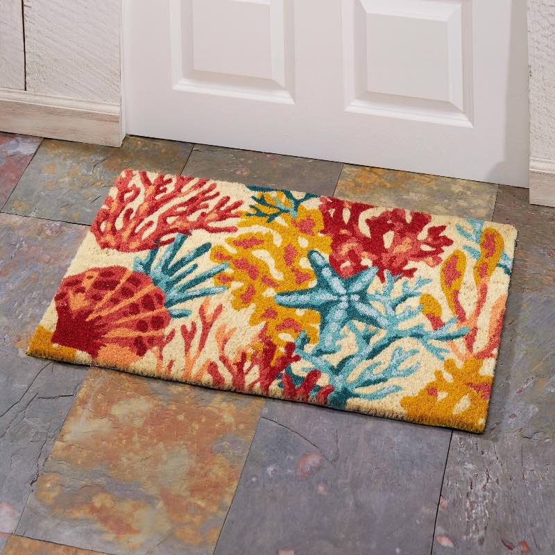 Starfish and Coral Coir Doormat