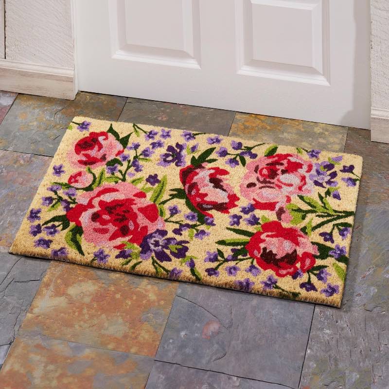 Peony Flowers Coir Doormat