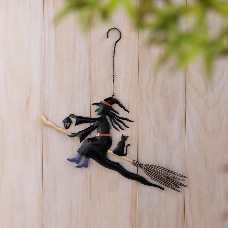 Hanging Metal Witch Decoration