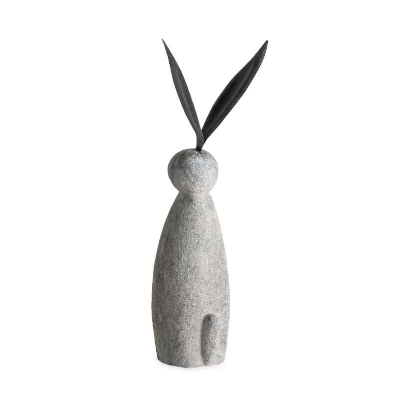 Faux Stone and Metal Rabbit Sculpture, Tall