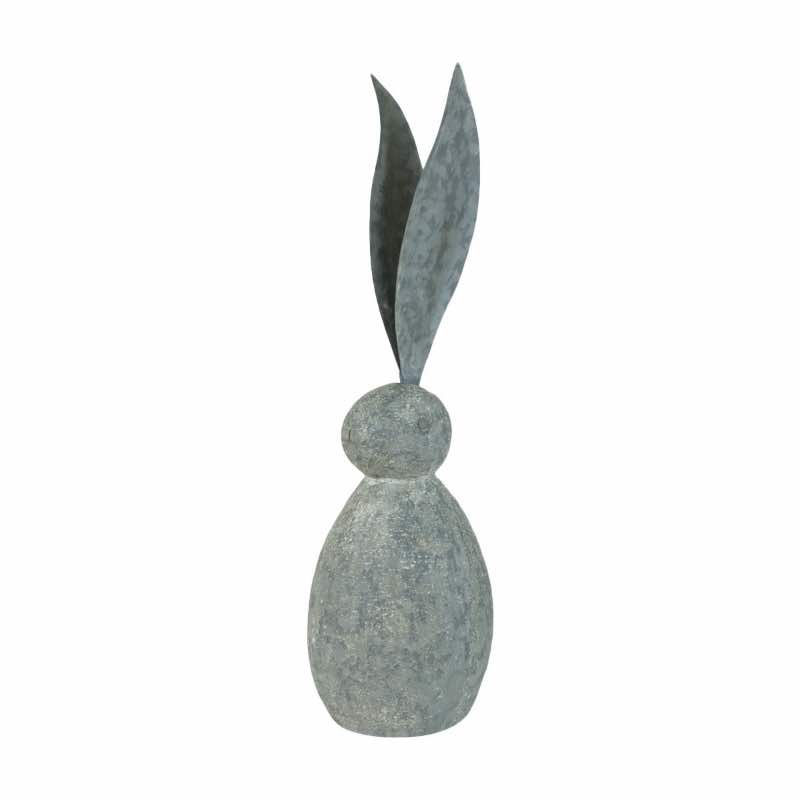 Faux Stone and Metal Rabbit Sculpture, Short