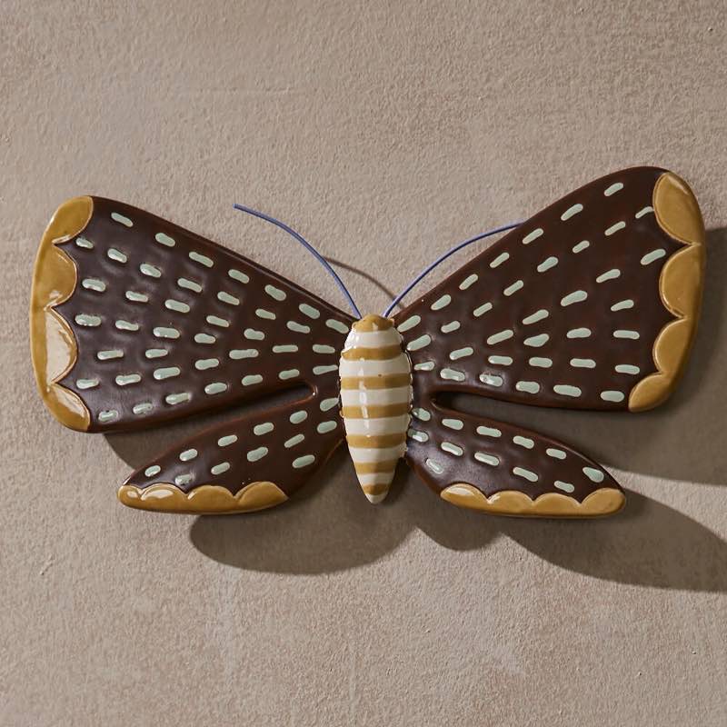 Brown and Tan Ceramic Moth Wall Art, Set of 2