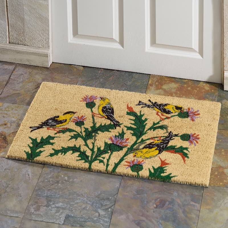 Finches on Thistle Coir Doormat