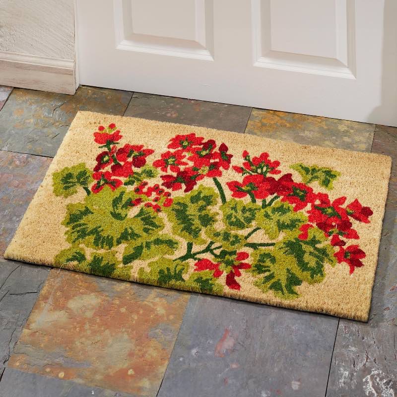 Geranium Flowers Coir Doormat