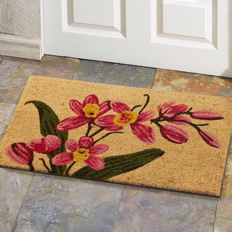 Orchid Flowers Coir Doormat