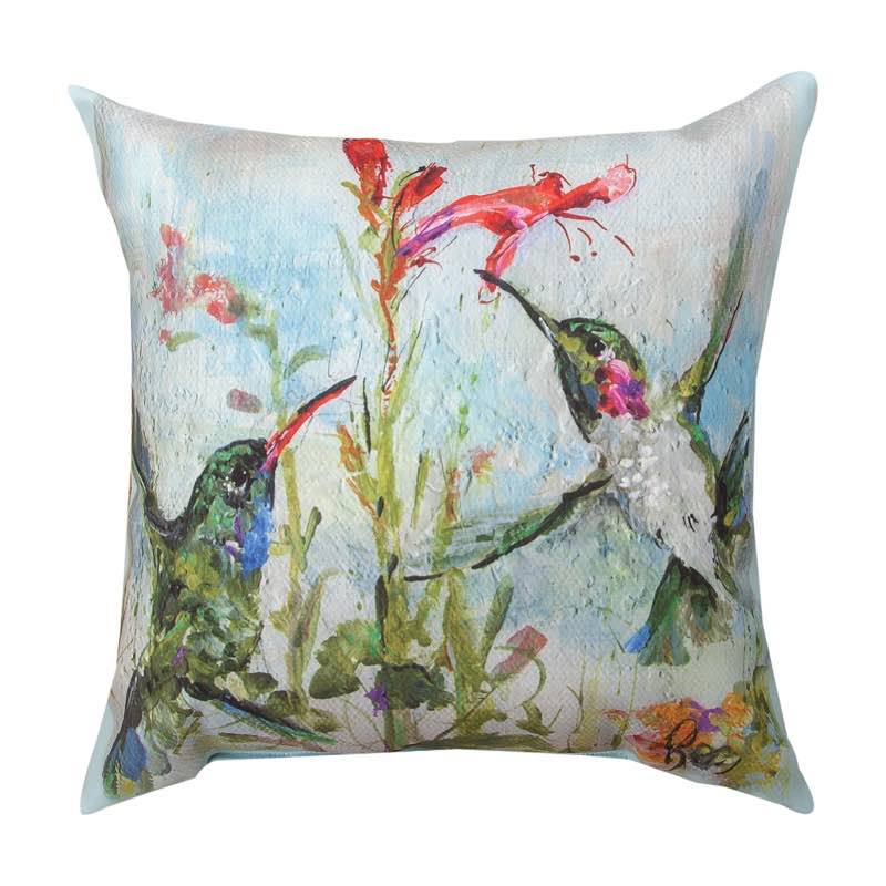 Indoor/Outdoor Hummingbird Accent Pillow