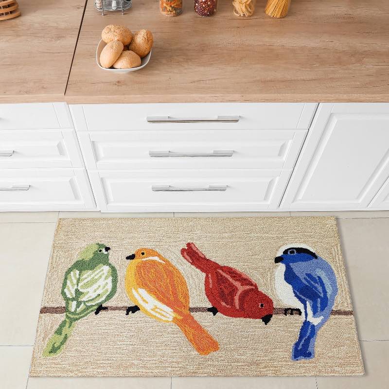 Colorful Birds on a Branch Indoor/Outdoor Rug