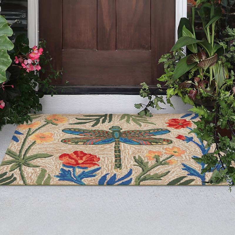 Dragonfly and Flowers Indoor/Outdoor Rug