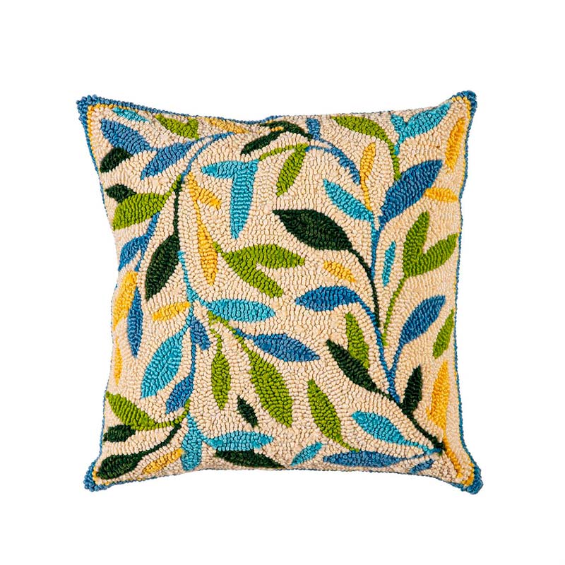 Indoor/Outdoor Hooked Spring Foliage Pillow