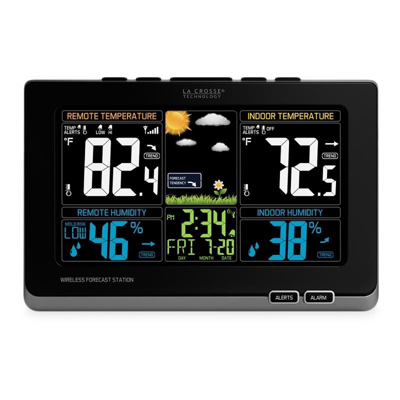 La Crosse Color-Display Weather Station with Wireless Outdoor Remote Sensore - Black