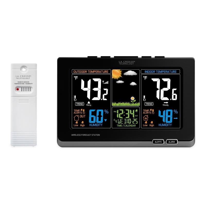 La Crosse Color-Display Weather Station with Wireless Outdoor Remote Sensore - Black