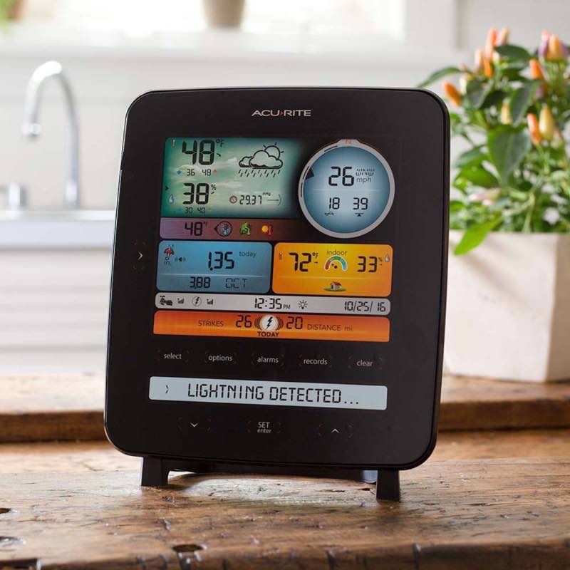 Color Weather Station with Wireless 5-in-1 Remote Wind, Rain and Lightning Sensor