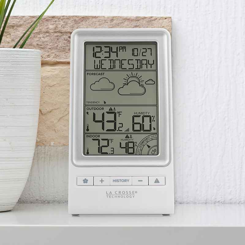 Compact Monochrome Weather Forecast Station with Wireless Remote Sensor
