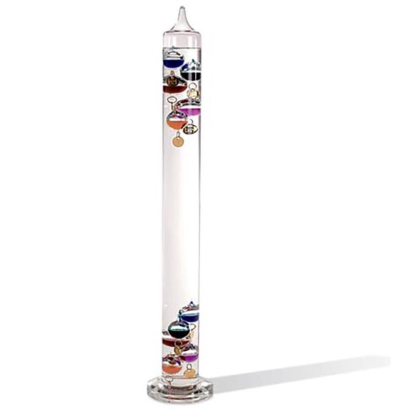 Clear Glass Tabletop Galileo Thermometer with Colorful Temperature Markers