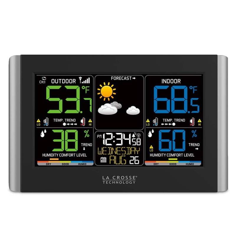 Horizontal Color Display Full-Function Weather Station with Wireless Remote Sensor