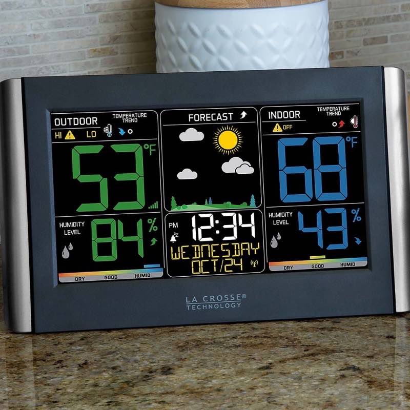 Horizontal Color Display Full-Function Weather Station with Wireless Remote Sensor