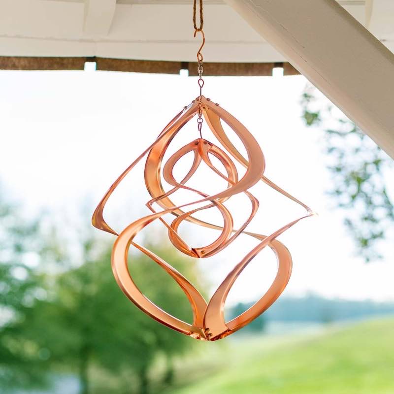 Copper-Plated Dual Spiral Hanging Metal Wind Spinner