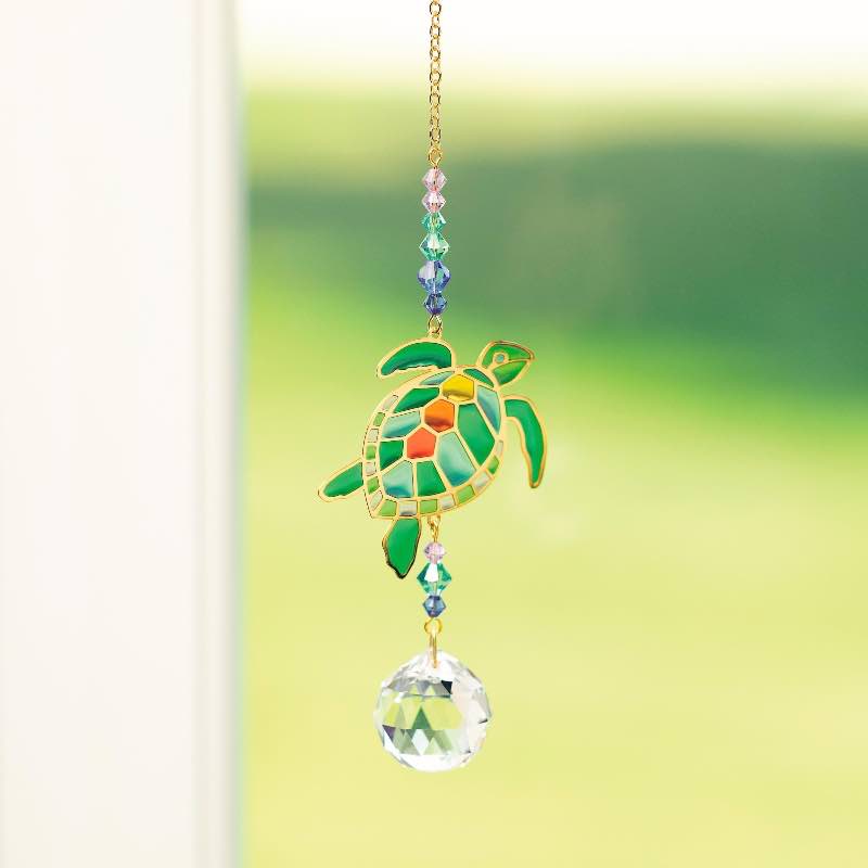 Turtle Suncatcher with Crystals