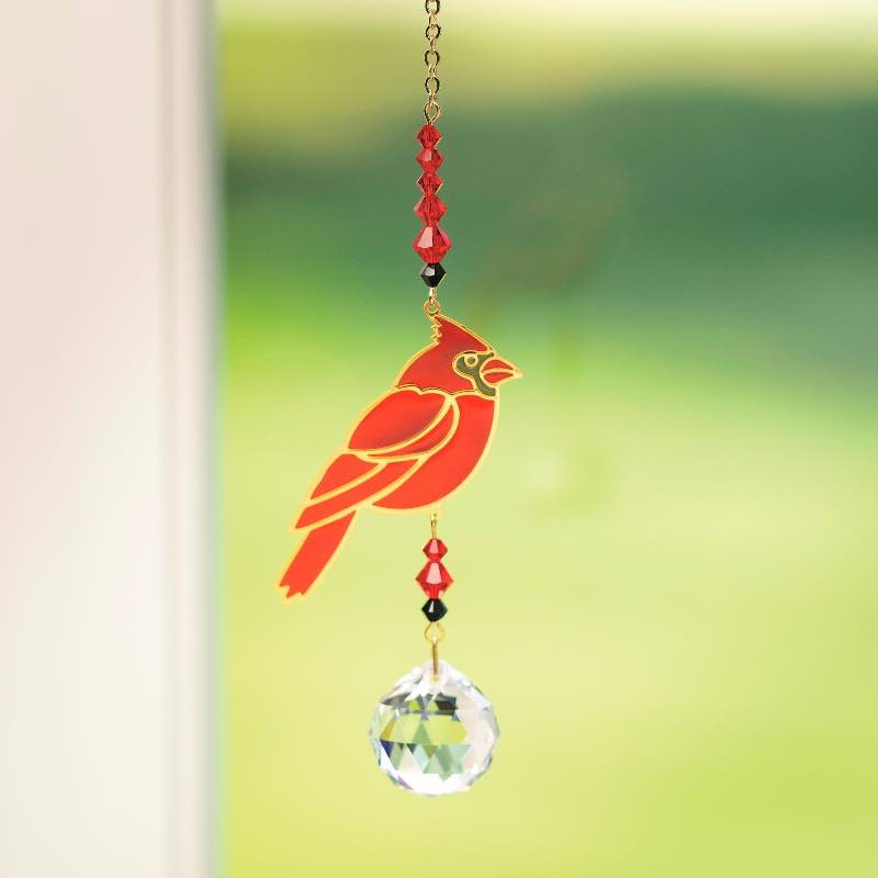 Cardinal Suncatcher with Crystals