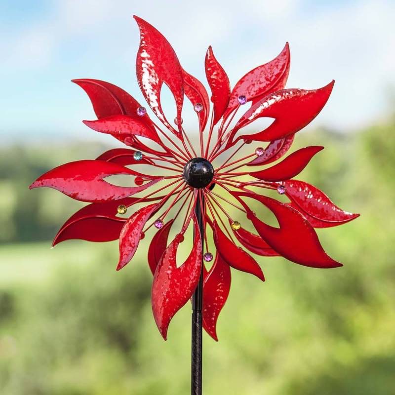 Red Leaf Metal Wind Spinner