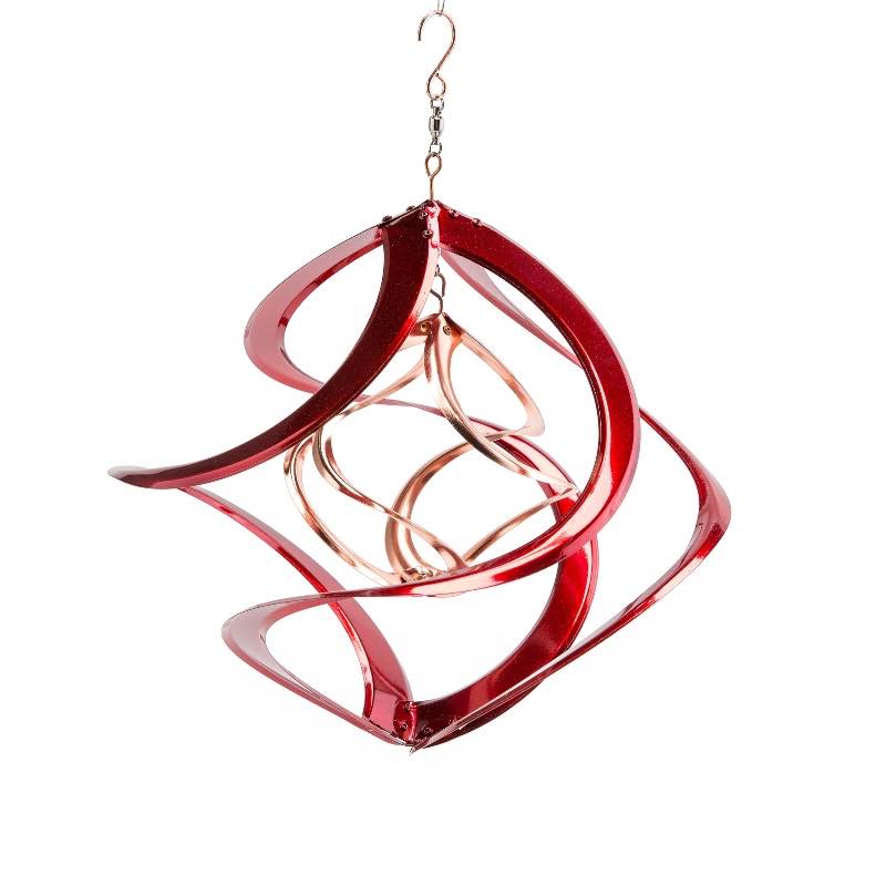 Red and Copper-Plated Metal Double Helix Wind Spinner