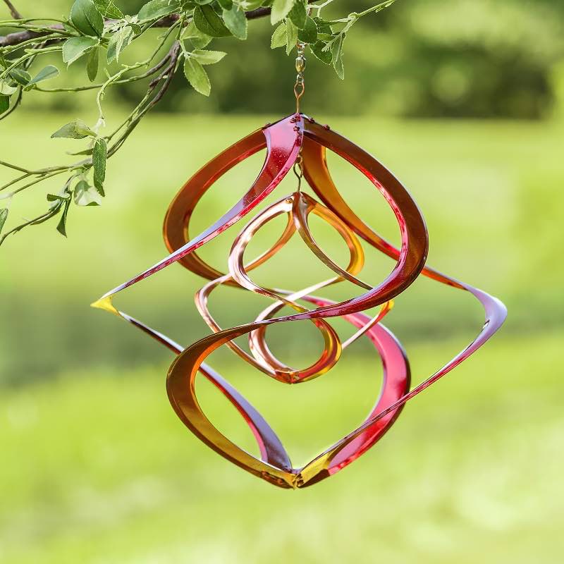 Red and Copper-Plated Metal Double Helix Wind Spinner