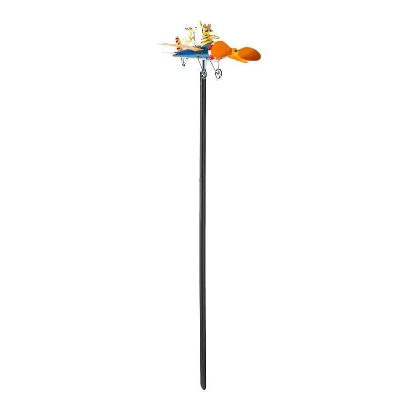 Metal Cat and Mouse Airplane Whirligig