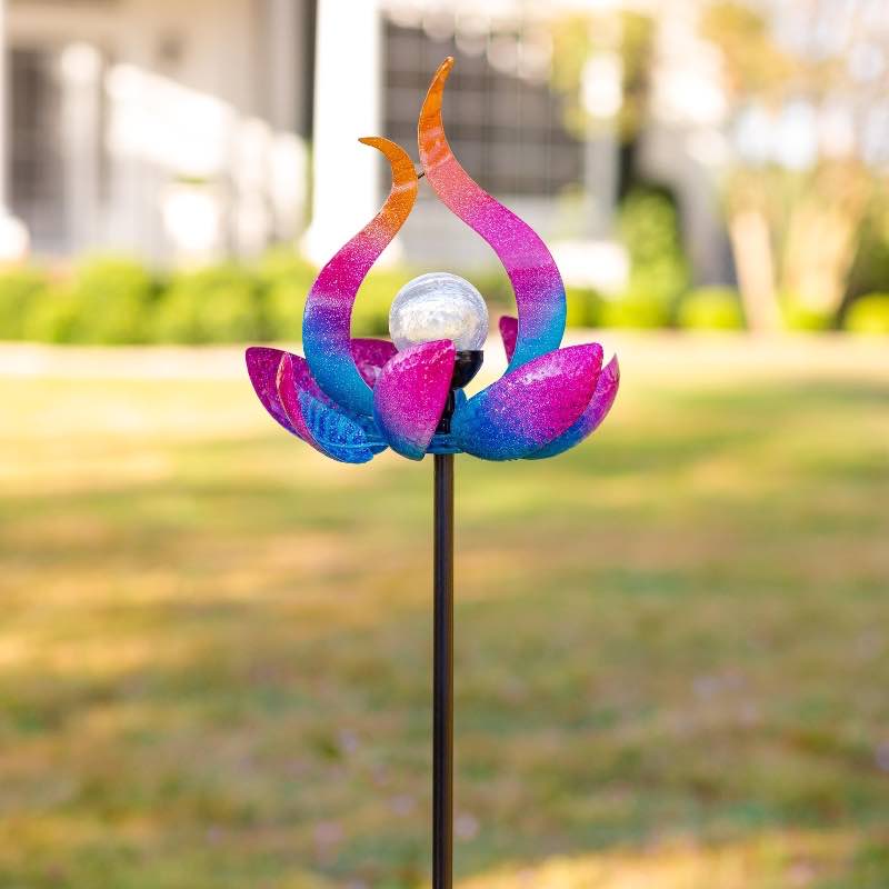 Fuchsia and Blue Solar Swirl Metal Wind Spinner