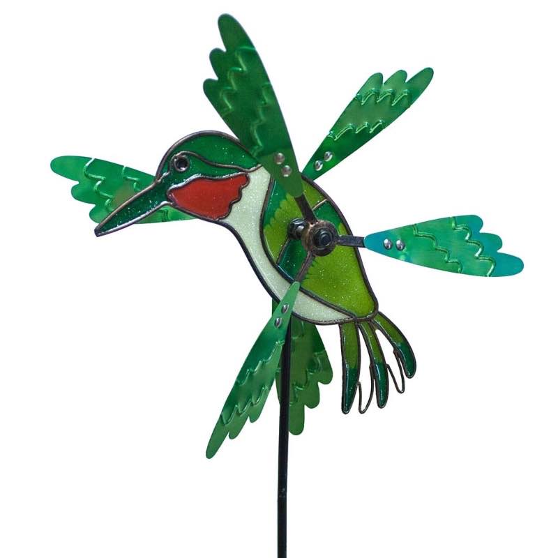 Glass and Metal Hummingbird Pinwheel Spinner