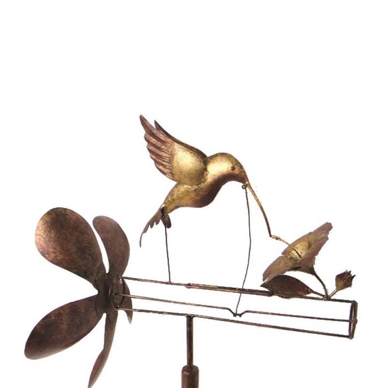 Handcrafted Metal Hummingbird Whirligig