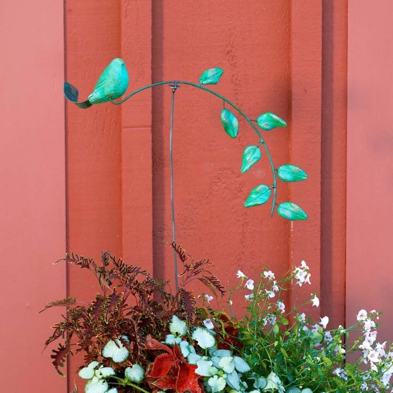 Clay and Metal Teal Bird Balancer