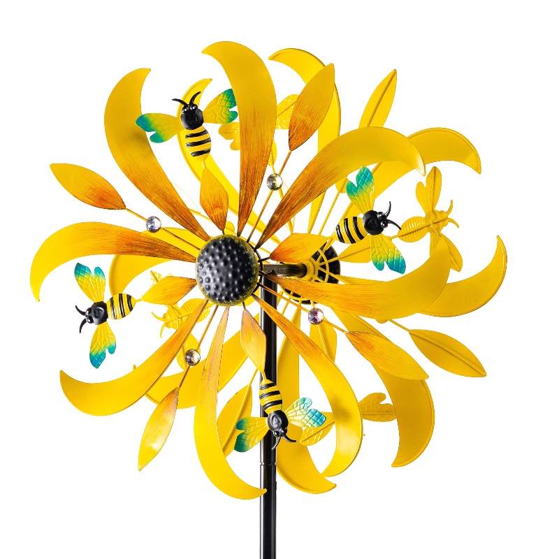 Metal Bees and Flower Wind Spinner