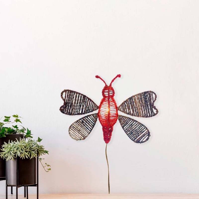 Abaca Rope and Iron Butterfly Wall Light