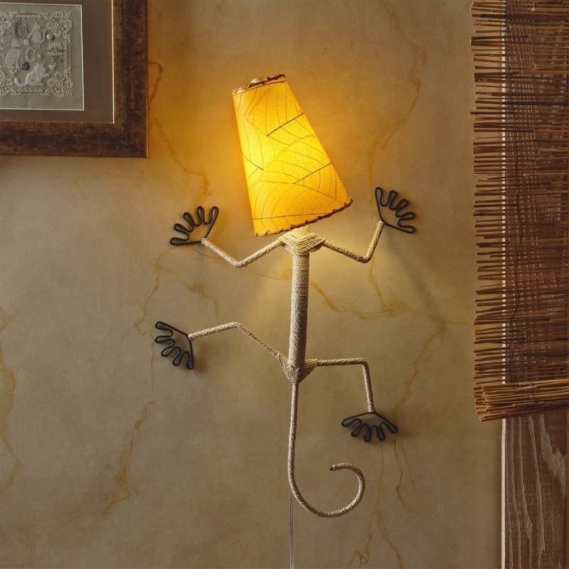 Handcrafted Gecko Wall Lamp - Orange