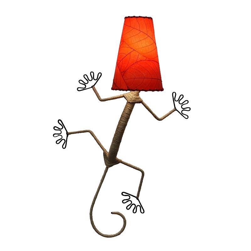 Handcrafted Gecko Wall Lamp - Red