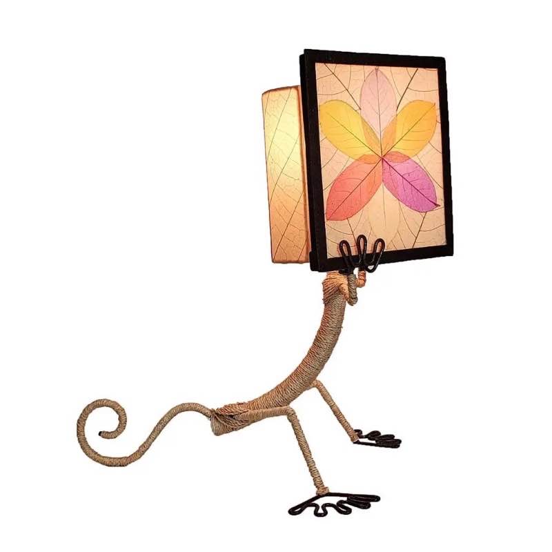 Handcrafted Reading Gecko Table Lamp - Multicolored