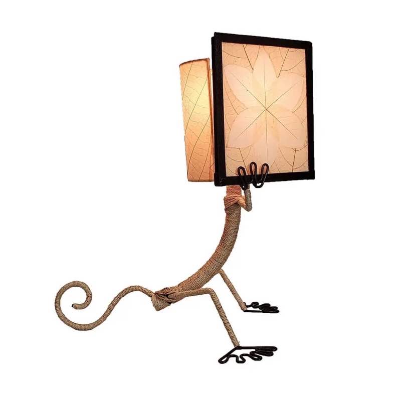 Handcrafted Reading Gecko Table Lamp - Natural