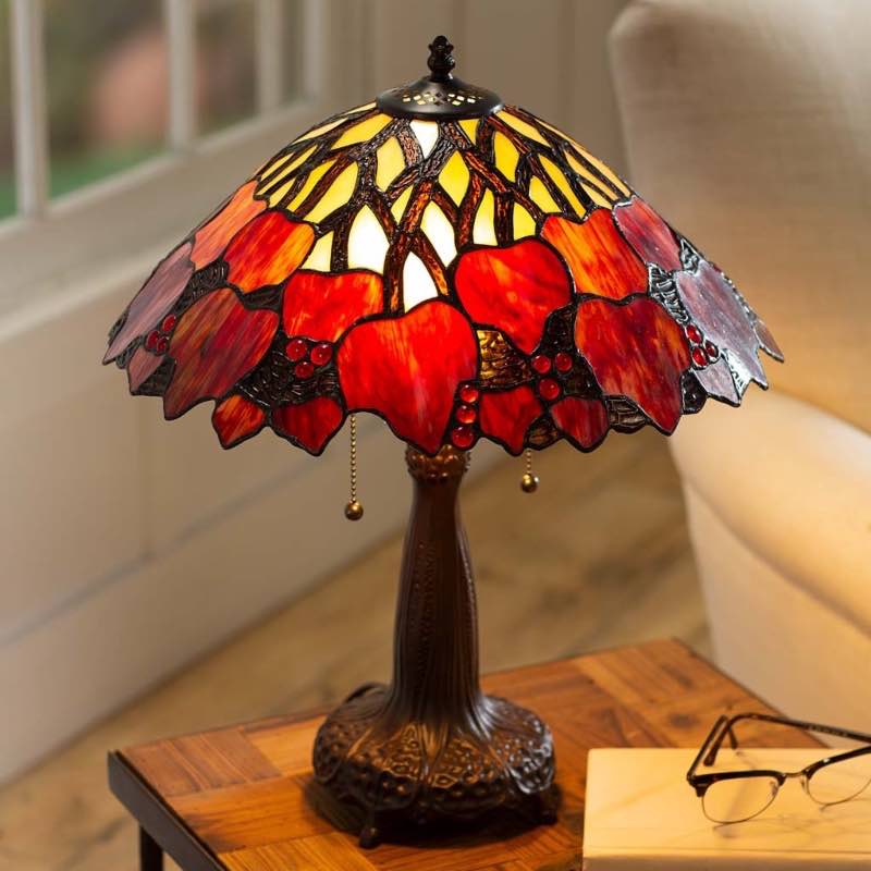 Tiffany-Style Fall Leaves Table Lamp